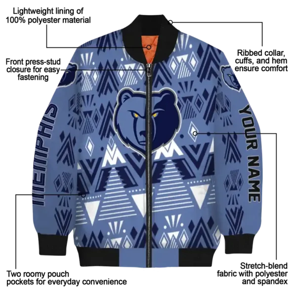 customized memphis grizzlies pyramid shapes blue bomber jacket new arrival