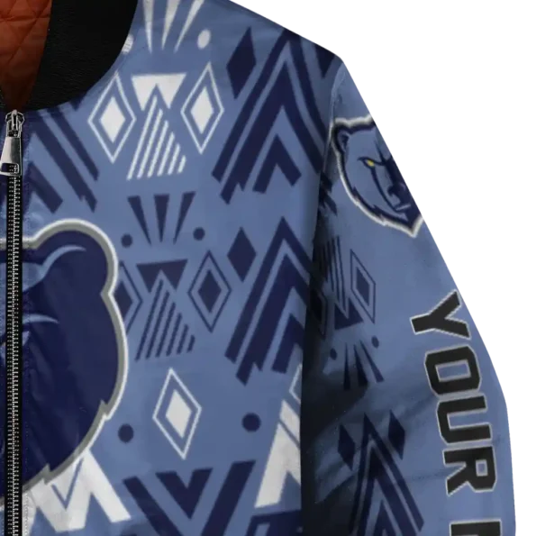 customized memphis grizzlies pyramid shapes blue bomber jacket premium grade