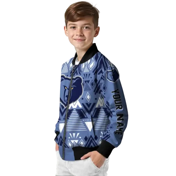 customized memphis grizzlies pyramid shapes blue bomber jacket trendy