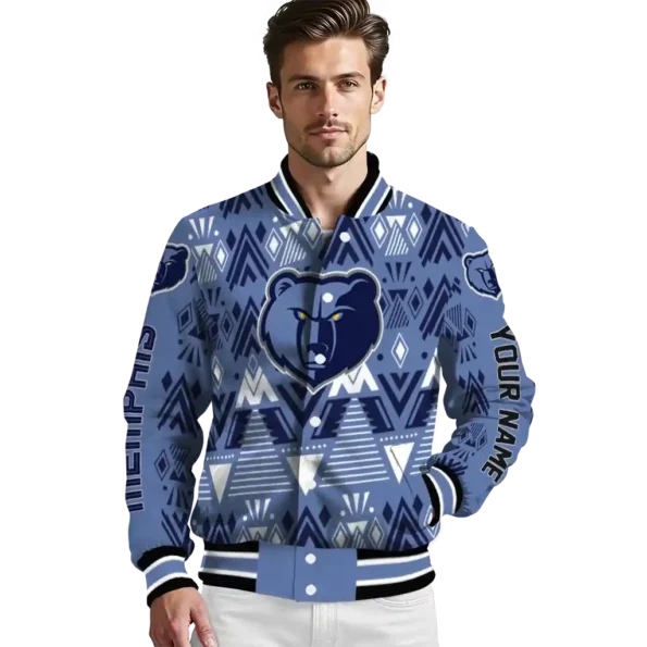 customized memphis grizzlies pyramid shapes blue varsity jacket high quality.webp