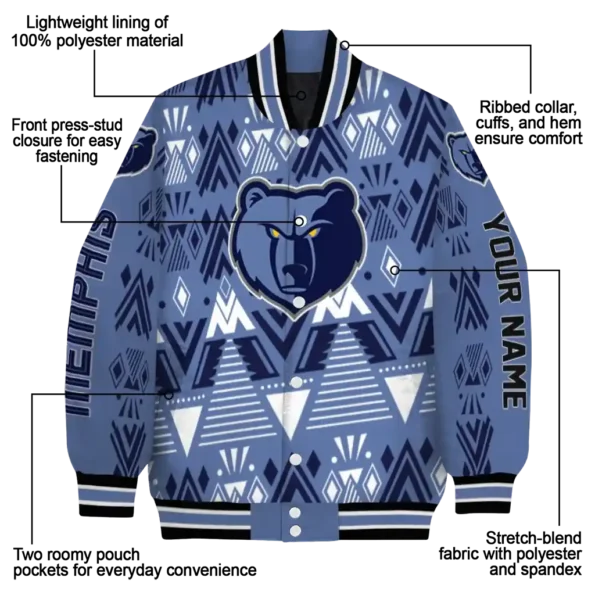 customized memphis grizzlies pyramid shapes blue varsity jacket new arrival.webp