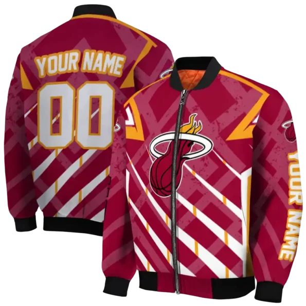 customized miami heat chevron angles red bomber jacket fashion forward