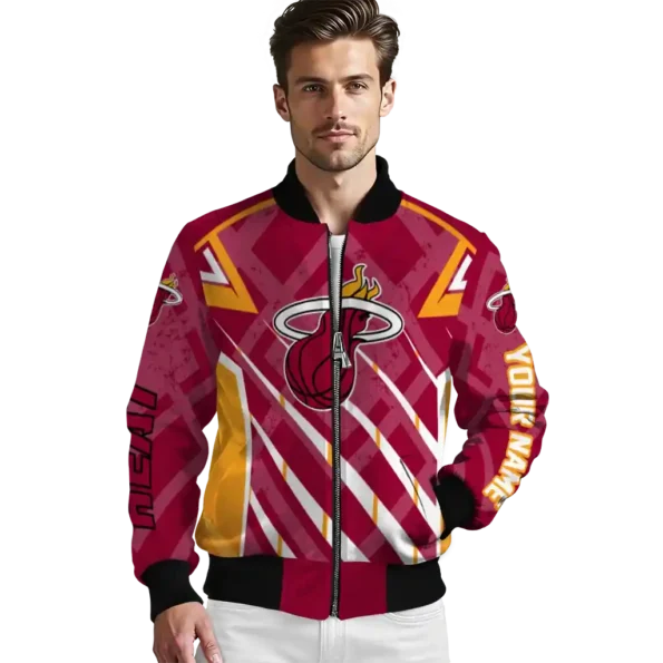 customized miami heat chevron angles red bomber jacket high quality