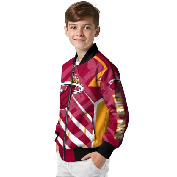 customized miami heat chevron angles red bomber jacket trendy