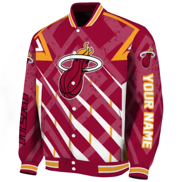 customized miami heat chevron angles red varsity jacket best selling.webp
