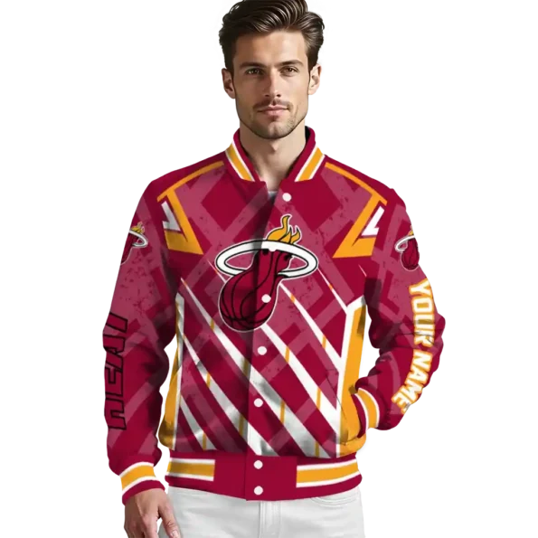 customized miami heat chevron angles red varsity jacket high quality.webp