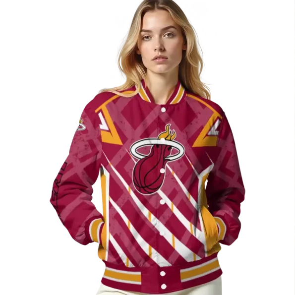 customized miami heat chevron angles red varsity jacket latest model.webp