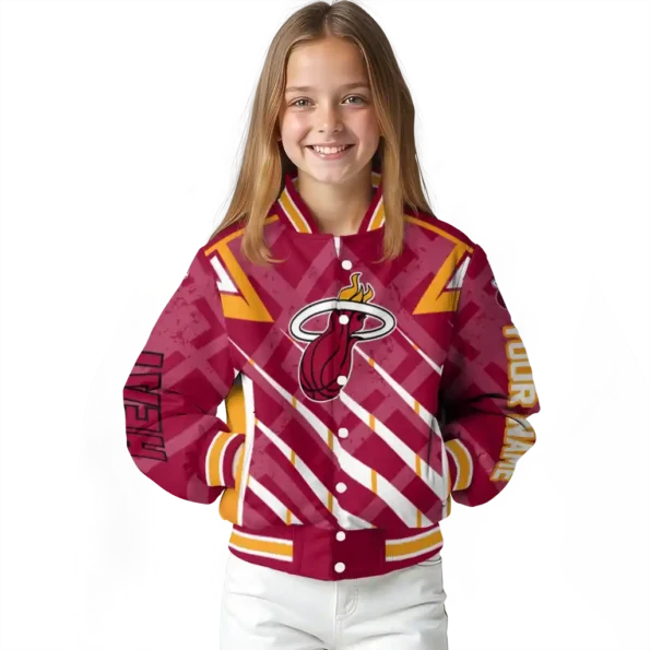 customized miami heat chevron angles red varsity jacket top rated.webp