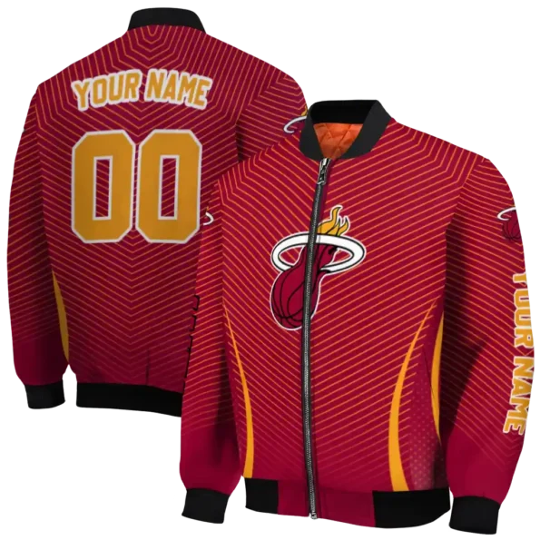 customized miami heat chevron arrow red bomber jacket fashion forward