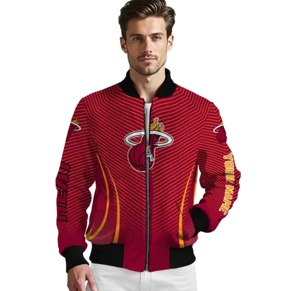 customized miami heat chevron arrow red bomber jacket high quality