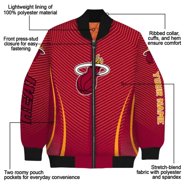 customized miami heat chevron arrow red bomber jacket new arrival