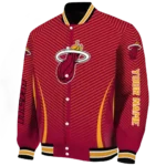 customized miami heat chevron arrow red varsity jacket best selling.webp