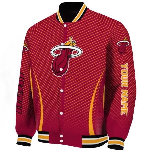 customized miami heat chevron arrow red varsity jacket best selling.webp