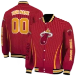 customized miami heat chevron arrow red varsity jacket best selling.webp