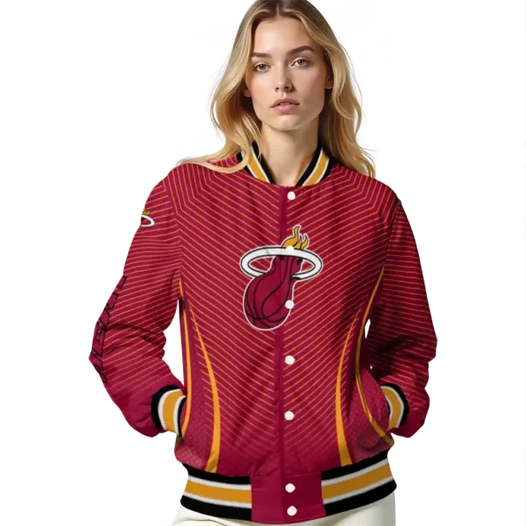 customized miami heat chevron arrow red varsity jacket latest model.webp