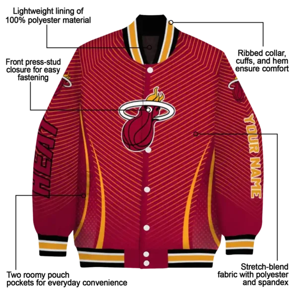 customized miami heat chevron arrow red varsity jacket new arrival.webp