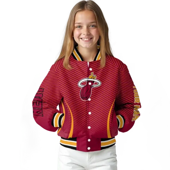 customized miami heat chevron arrow red varsity jacket top rated.webp