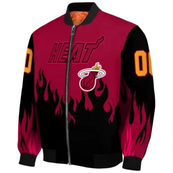 customized miami heat flame border red black bomber jacket best selling