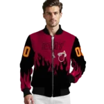 customized miami heat flame border red black bomber jacket best selling