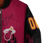customized miami heat flame border red black bomber jacket best selling