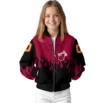 customized miami heat flame border red black bomber jacket best selling