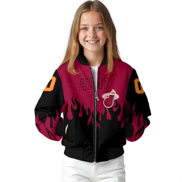 customized miami heat flame border red black bomber jacket top rated