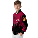customized miami heat flame border red black bomber jacket best selling