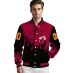 customized miami heat flame border red black varsity jacket best selling.webp