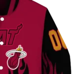 customized miami heat flame border red black varsity jacket best selling.webp