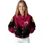 customized miami heat flame border red black varsity jacket best selling.webp