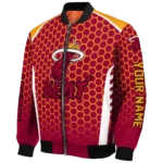 customized miami heat hexagon grid red bomber jacket best selling