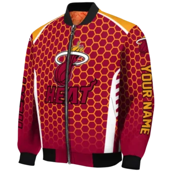 customized miami heat hexagon grid red bomber jacket best selling