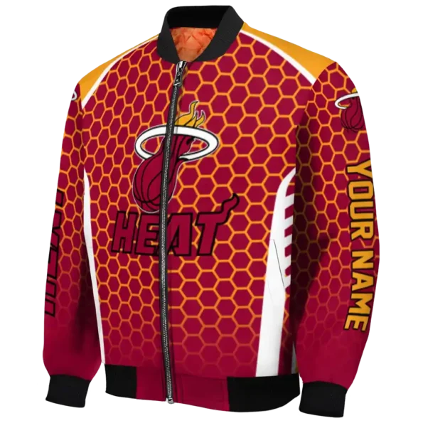 customized miami heat hexagon grid red bomber jacket best selling