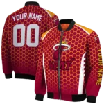 customized miami heat hexagon grid red bomber jacket best selling