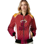 customized miami heat hexagon grid red bomber jacket best selling