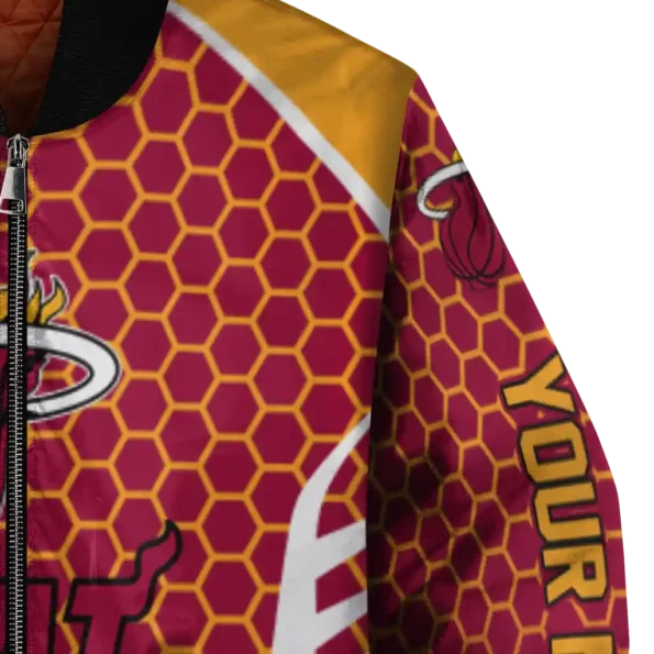 customized miami heat hexagon grid red bomber jacket premium grade