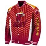 customized miami heat hexagon grid red varsity jacket best selling.webp