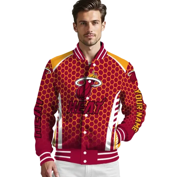customized miami heat hexagon grid red varsity jacket high quality.webp