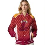 customized miami heat hexagon grid red varsity jacket best selling.webp