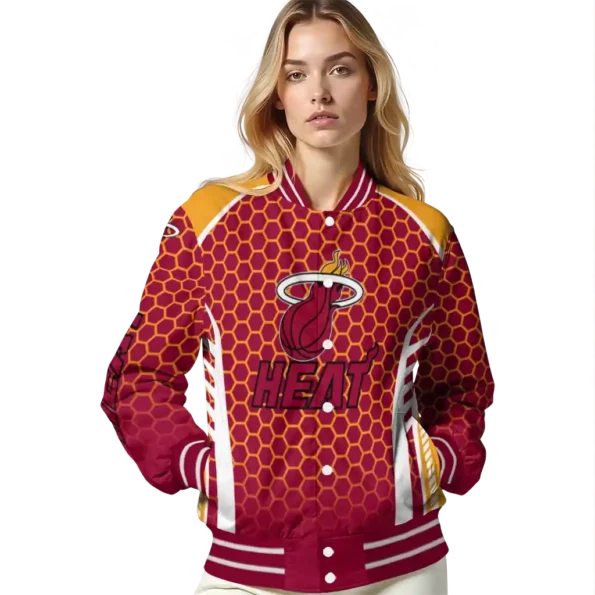 customized miami heat hexagon grid red varsity jacket latest model.webp
