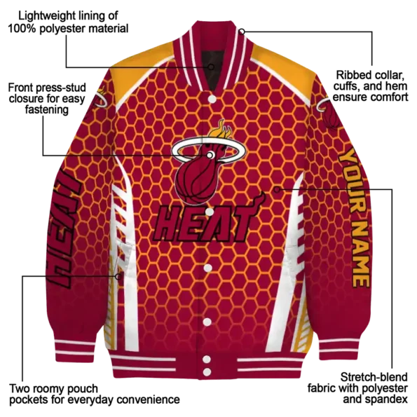customized miami heat hexagon grid red varsity jacket new arrival.webp