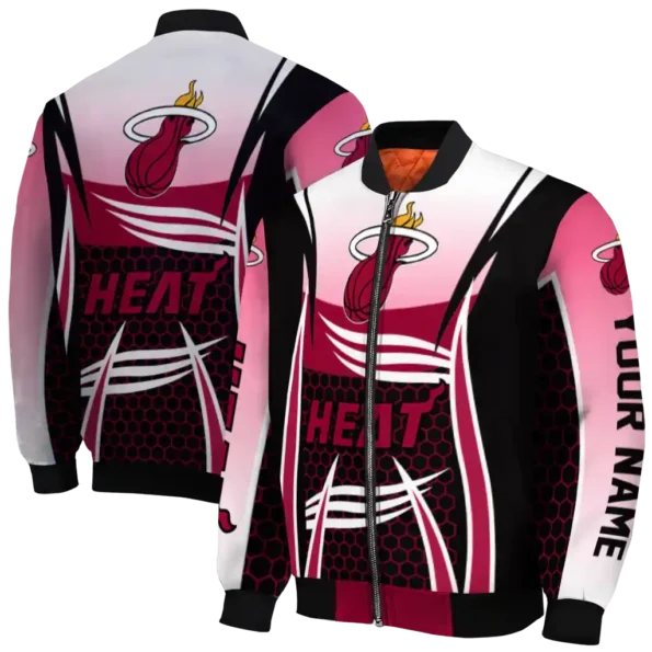 customized miami heat mesh effect red black bomber jacket fashion forward