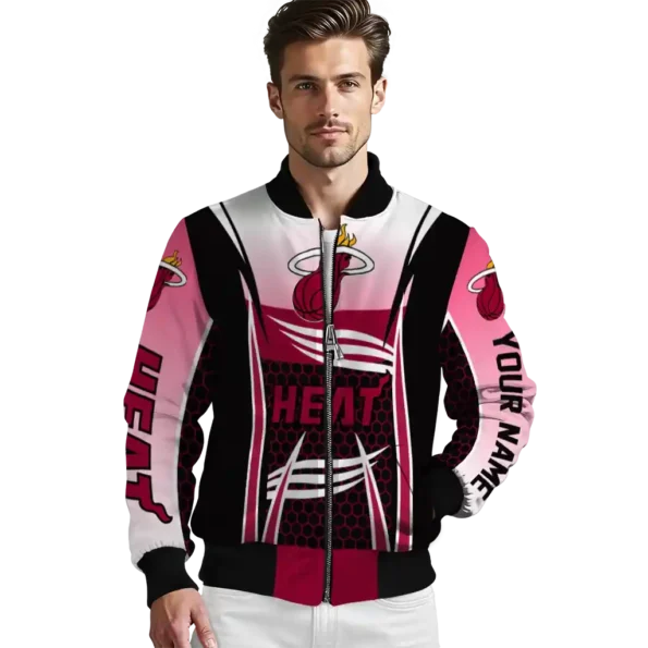 customized miami heat mesh effect red black bomber jacket high quality