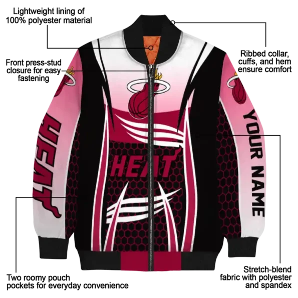 customized miami heat mesh effect red black bomber jacket new arrival