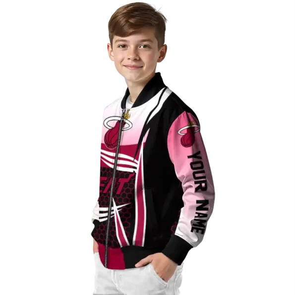 customized miami heat mesh effect red black bomber jacket trendy