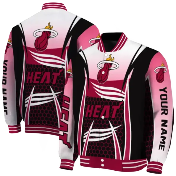 customized miami heat mesh effect red black varsity jacket fashion forward.webp