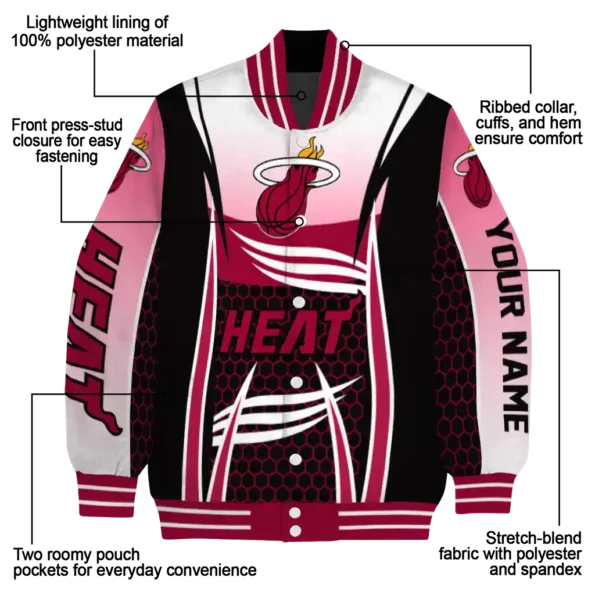 customized miami heat mesh effect red black varsity jacket new arrival.webp