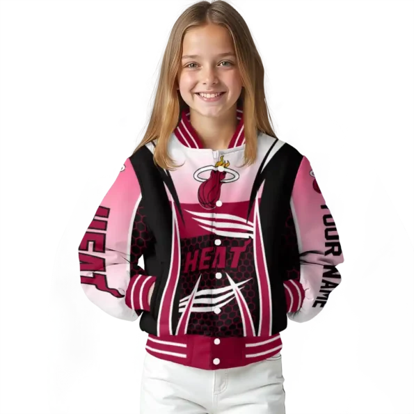customized miami heat mesh effect red black varsity jacket top rated.webp