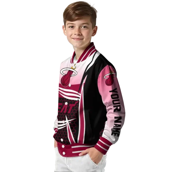 customized miami heat mesh effect red black varsity jacket trendy.webp
