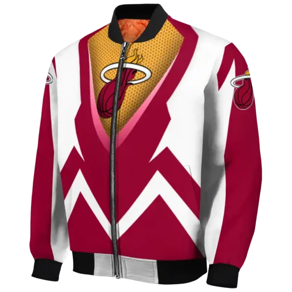 customized miami heat v stripes red white bomber jacket best selling